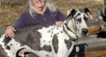 Velma and her dog Zaka on Casper Mountain.
