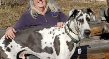 Velma and her dog Zaka on Casper Mountain.