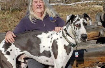 Velma and her dog Zaka on Casper Mountain.